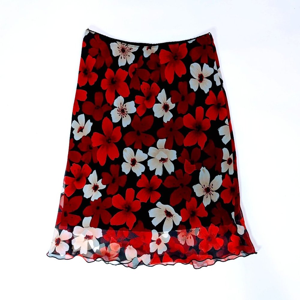 **SOLD ON DIFF PLATFORM**Y2K Floral Print Flowy Skirt
